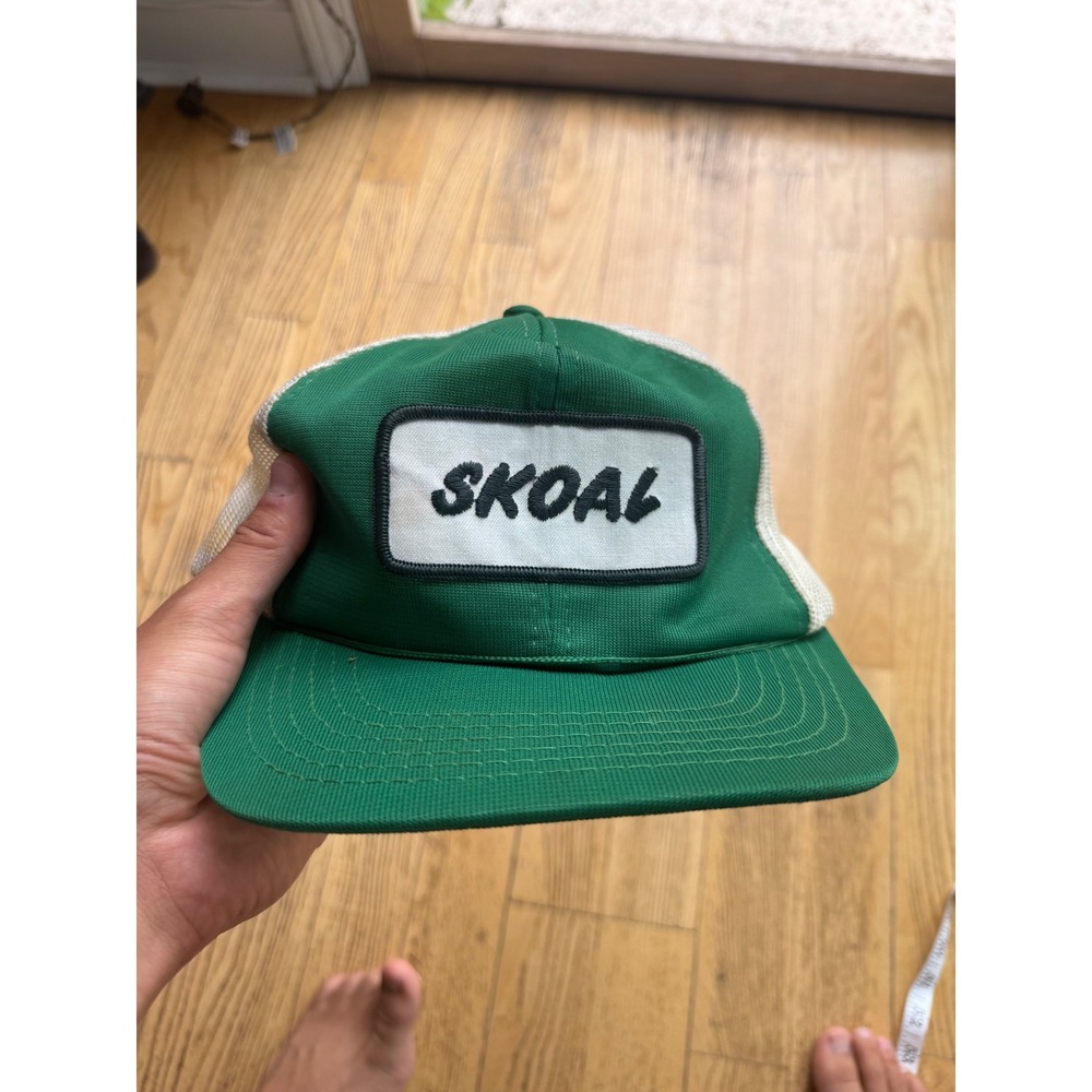 Vintage Skoal Trucker Hat Green White Mesh Snapback Cap Young Korea Tobacco 48
